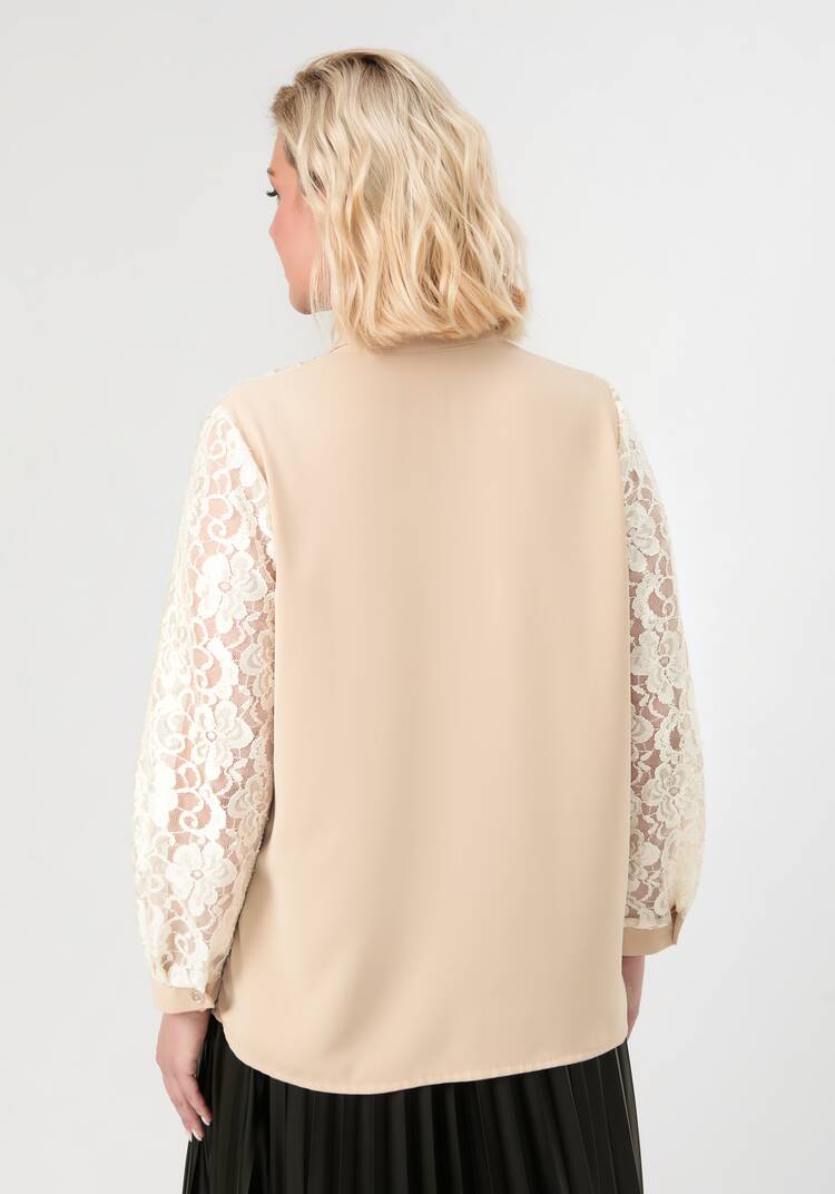 Блуза с ажурным кружевом на груди шир.  750, рис. 3