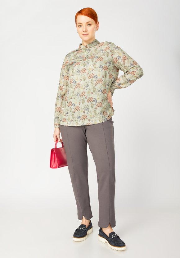 Блуза с принтом и воротником-стойкой шир.  580, рис. 7