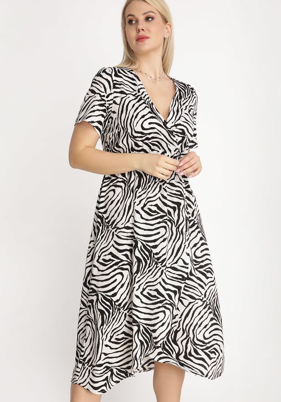 Платье с запахом с принтом Зебра шир.  580, рис. 4