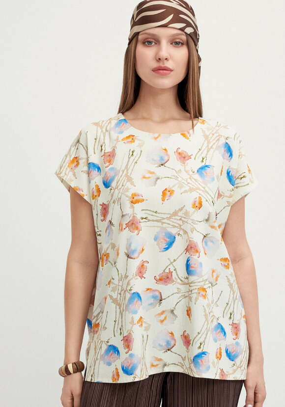 Блуза изо льна с коротким рукавом шир.  580, рис. 12