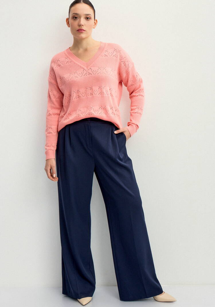 Джемпер с V-образным вырезом ажурный шир.  750, рис. 13