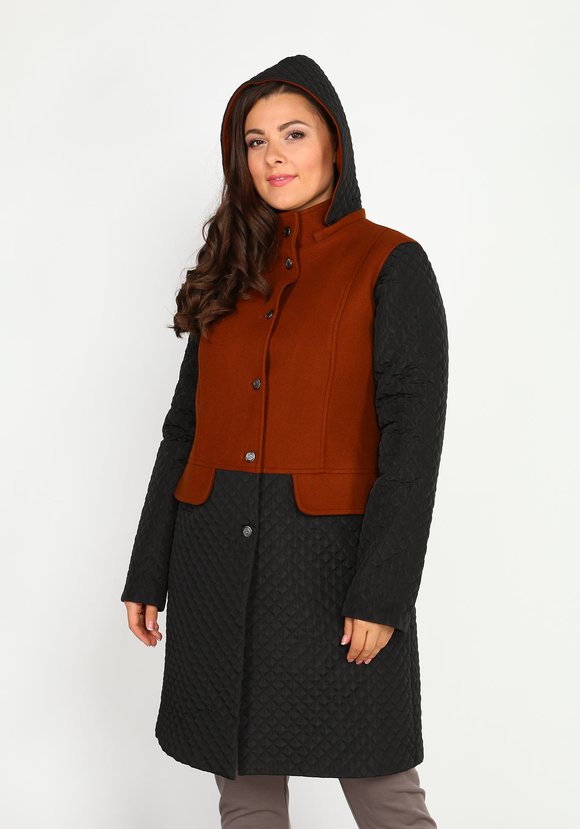 Пальто женское комбинированное с капюшоном цены, купить в интернет ...