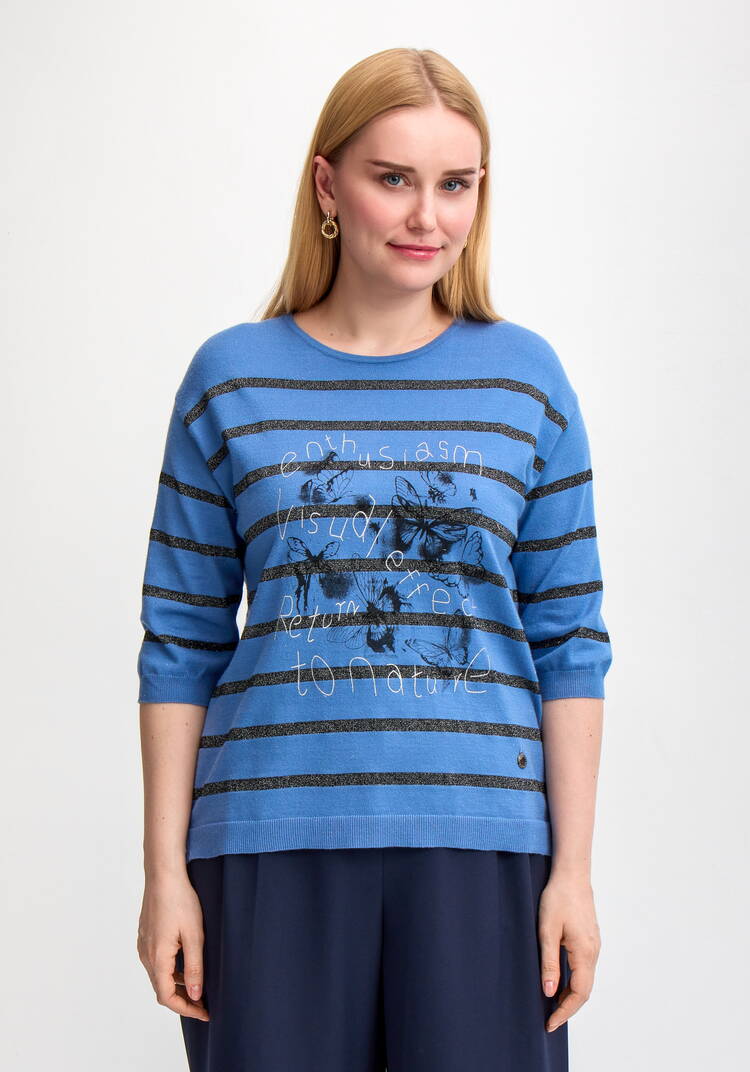 Блуза в полоску с принтом шир.  750, рис. 28