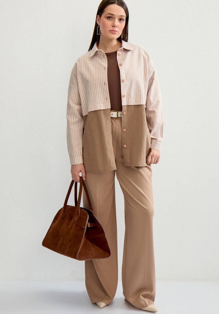 Рубашка с отрезной кокеткой в полоску шир.  750, рис. 7