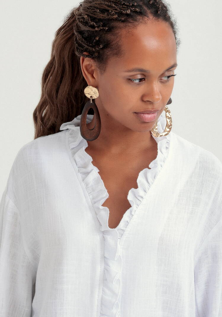 Блуза с рюшей по борту и горловине шир.  750, рис. 6