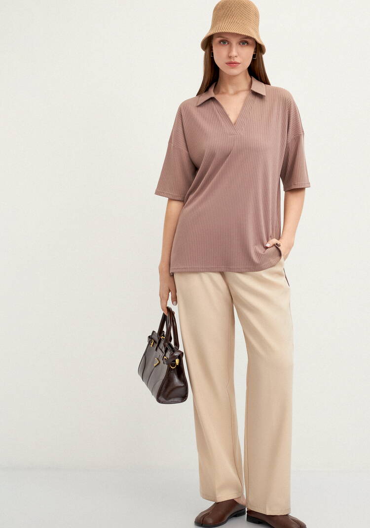 Поло с отложным воротником в рубчик шир.  750, рис. 39