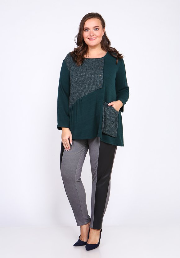 Джемпер из комбинированной ткани с карманом шир.  580, рис. 1