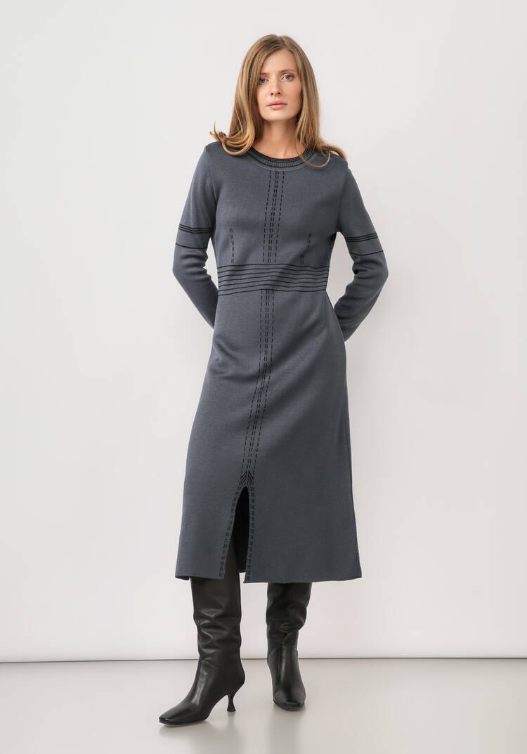 Платье миди с длинным рукавом и разрезом шир.  750, рис. 18