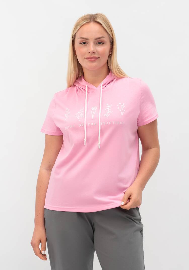 Футболка с капюшоном и лаконичным принтом шир.  750, рис. 28