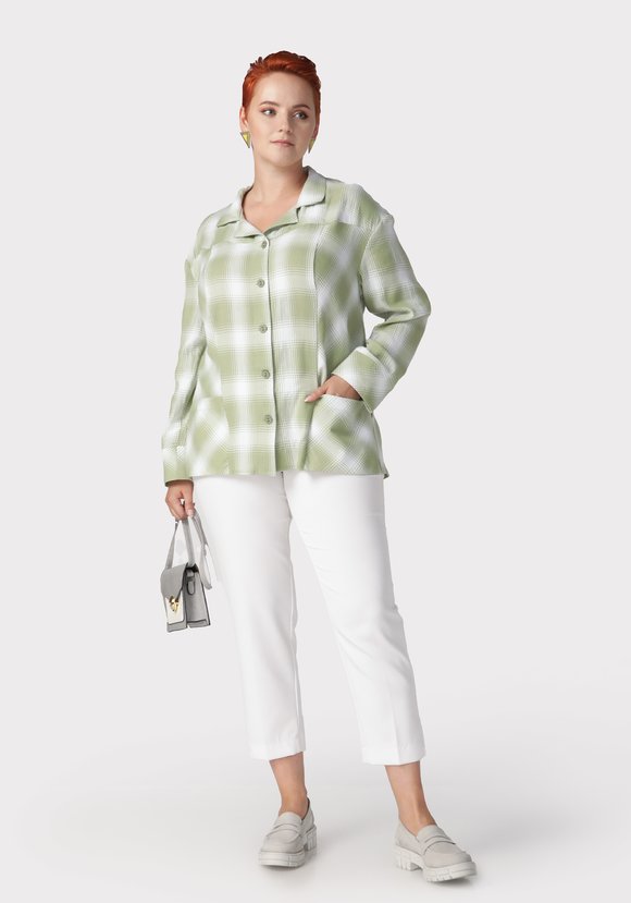 Блуза в клетку с накладными карманами шир.  580, рис. 30