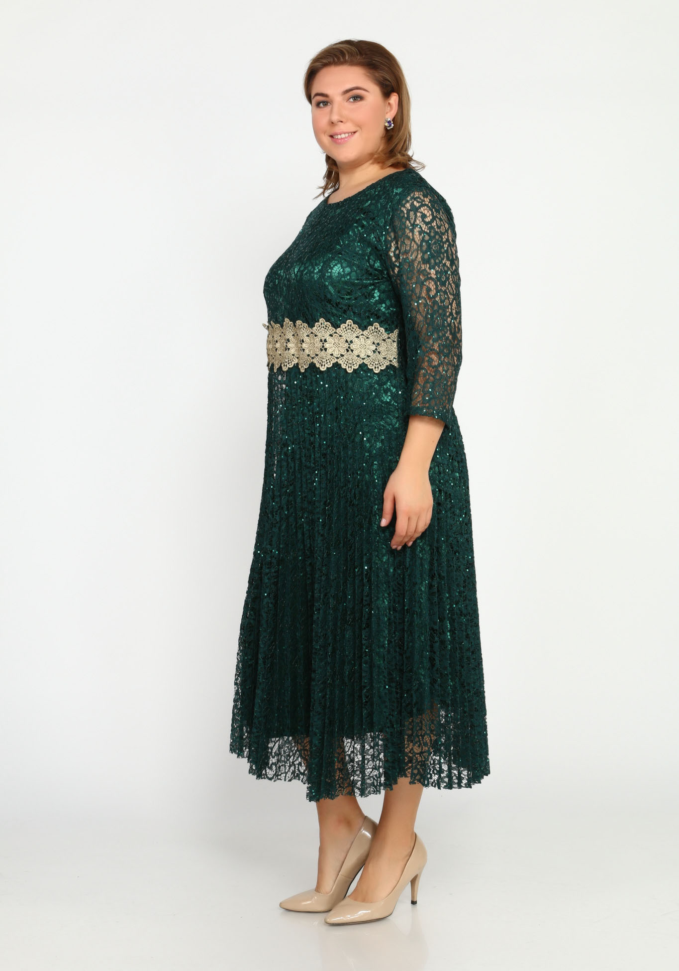 Платье-макси с кружевными вставками Bel Fiore, размер 50, цвет баклажановый - фото 7