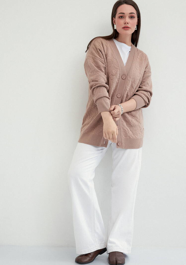 Кардиган с V-образным вырезом свободный шир.  750, рис. 7