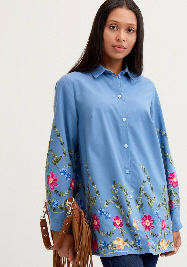 Рубашка с цветочной вышивкой шир.  750, рис. 16