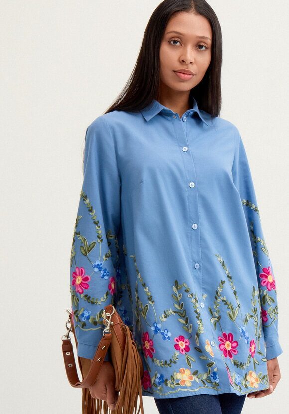 Рубашка с цветочной вышивкой шир.  580, рис. 16