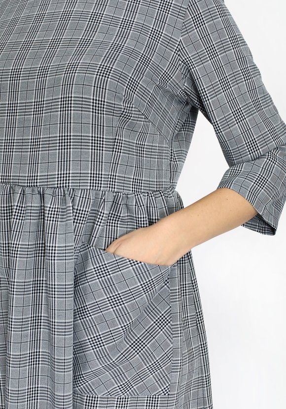 Платье в мелкую клетку с резинкой на талии шир.  580, рис. 3
