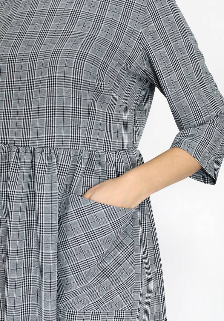 Платье в мелкую клетку с резинкой на талии шир.  750, рис. 3