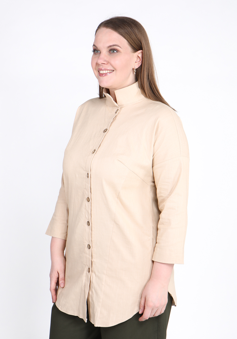 Блуза однотонная с карманами Frida, размер 48, цвет белый - фото 1