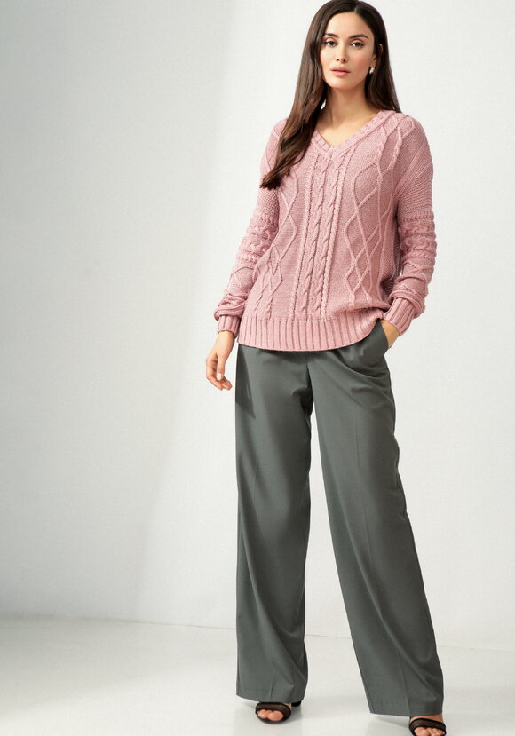 Джемпер женский с рисунком косы и араны шир.  580, рис. 21