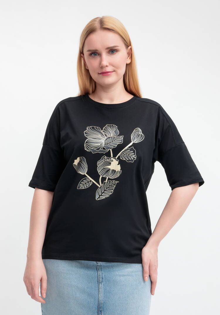 Футболка с принтом Золотой цветок шир.  750, рис. 29