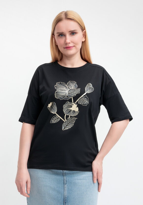 Футболка с принтом Золотой цветок шир.  580, рис. 29