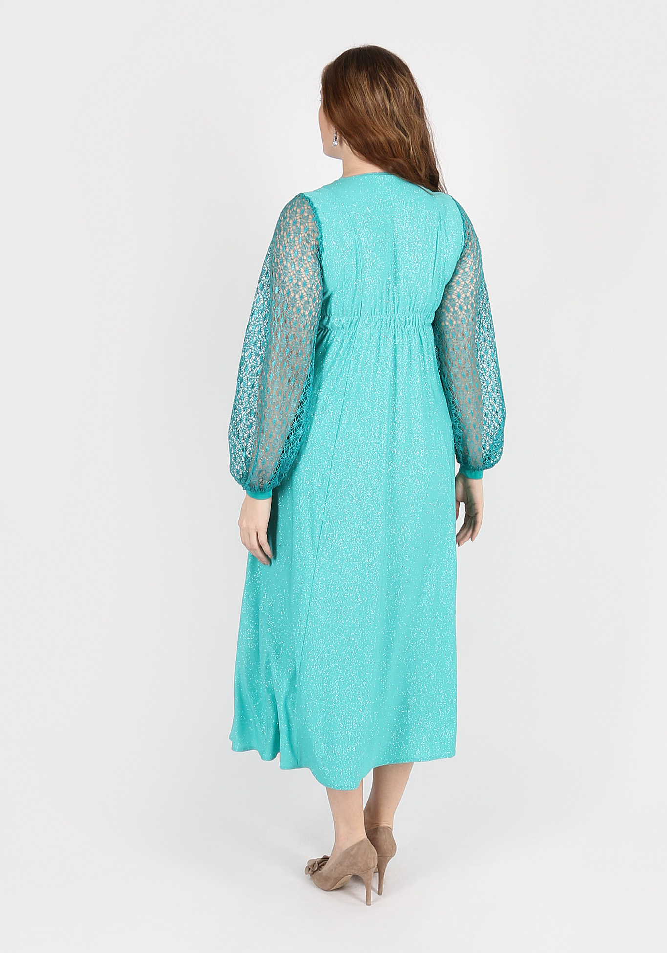 Платье-миди с украшением GalaGrosso, размер 52, цвет голубой - фото 2