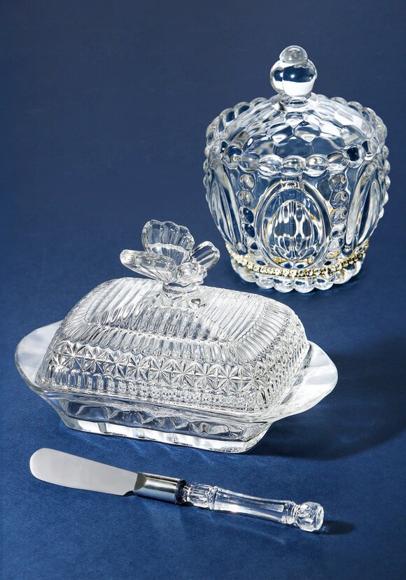 Маслёнка с ножом Муза + Икорница в подарок шир.  580, рис. 1