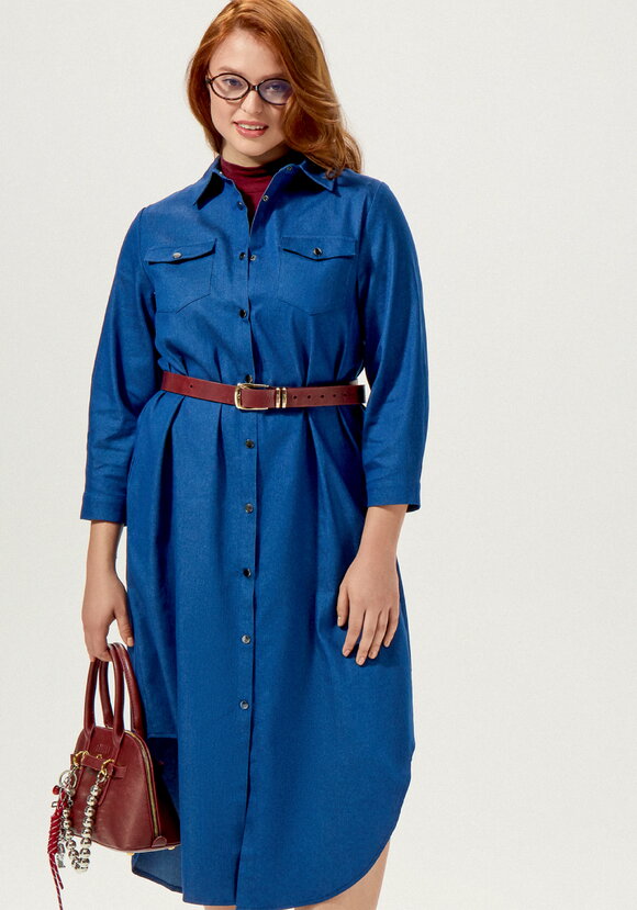 Платье-рубашка А-силуэта на кнопках шир.  580, рис. 1