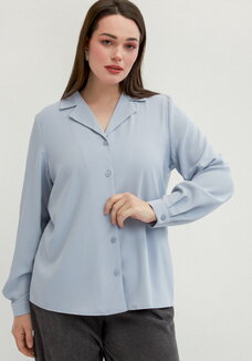 Блуза с отложным воротником с пуговицами