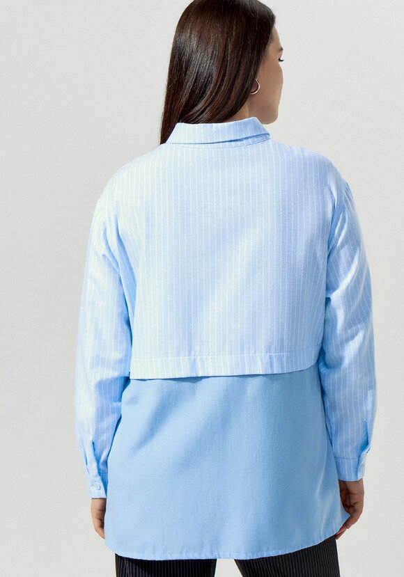 Рубашка с отрезной кокеткой в полоску шир.  580, рис. 16