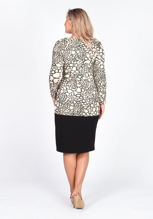 Платье-миди с принтом и контрастной вставкой шир.  580, рис. 2