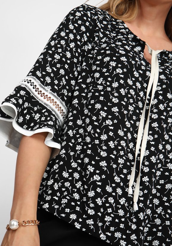 Блуза с двойной рюшей на рукаве шир.  580, рис. 5