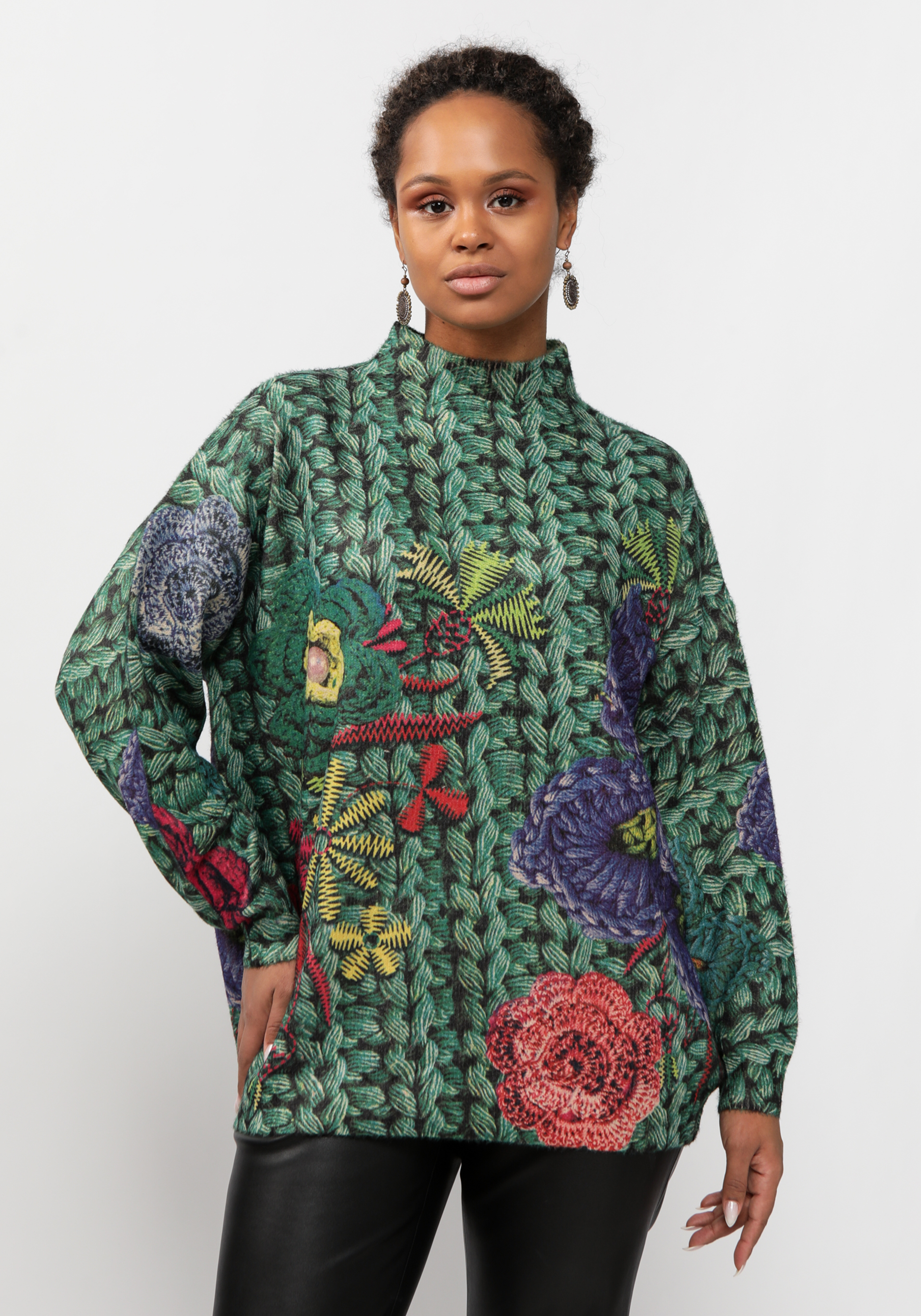 

Джемпер с оригинальным принтом, Зеленый