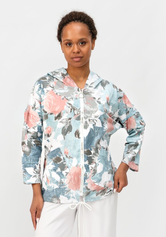 Жакет с цветочным принтом и капюшоном шир.  580, рис. 1