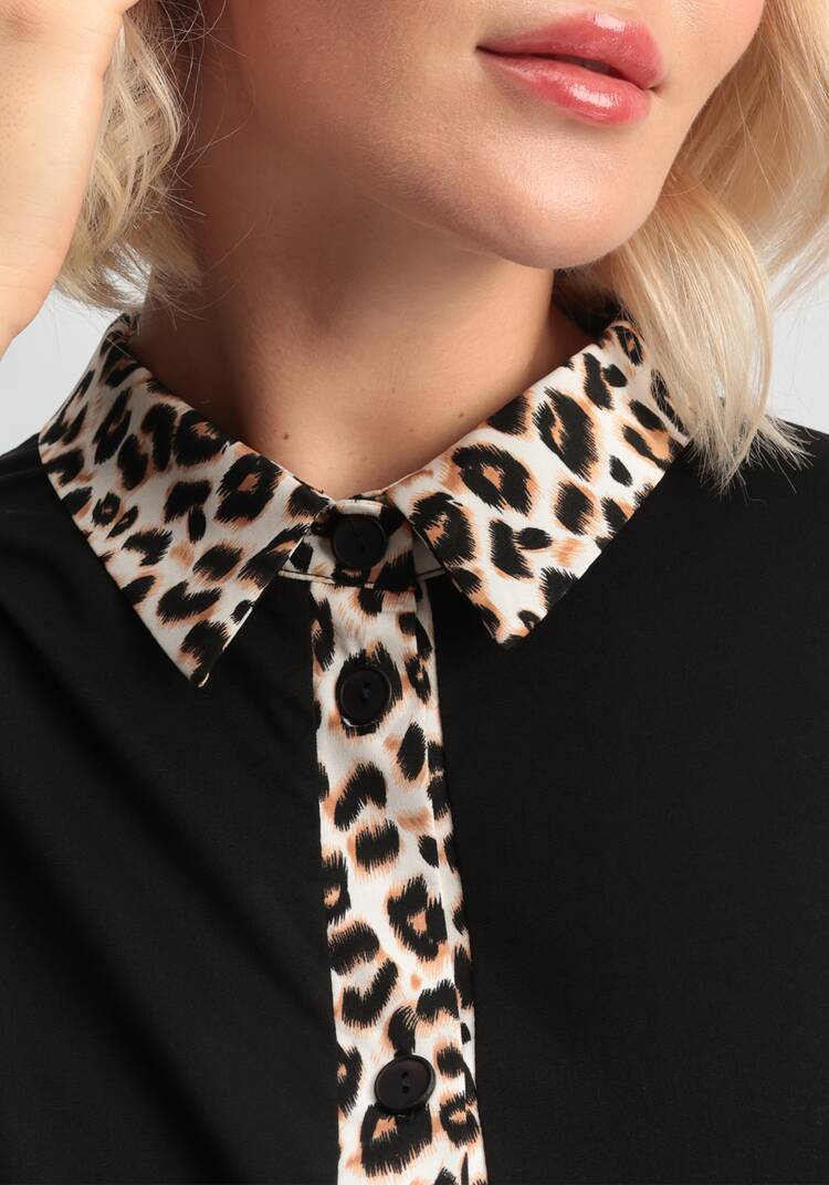 Блуза с принтом по воротнику и планке шир.  750, рис. 14