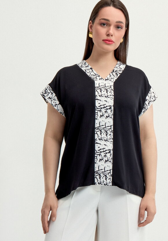 Блуза с леопардовой окантовкой шир.  580, рис. 4