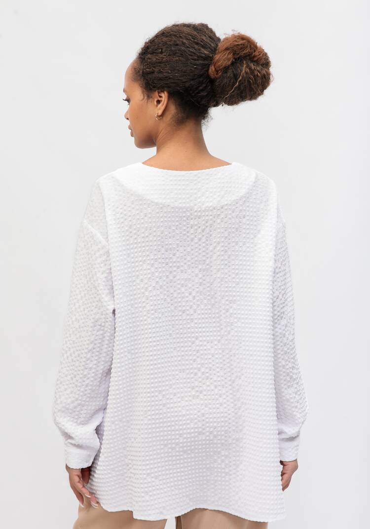 Блуза с мягкой складкой свободного кроя шир.  750, рис. 3