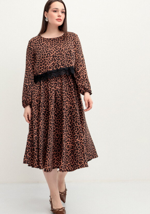Платье из струящейся ткани с принтом леопард шир.  580, рис. 12