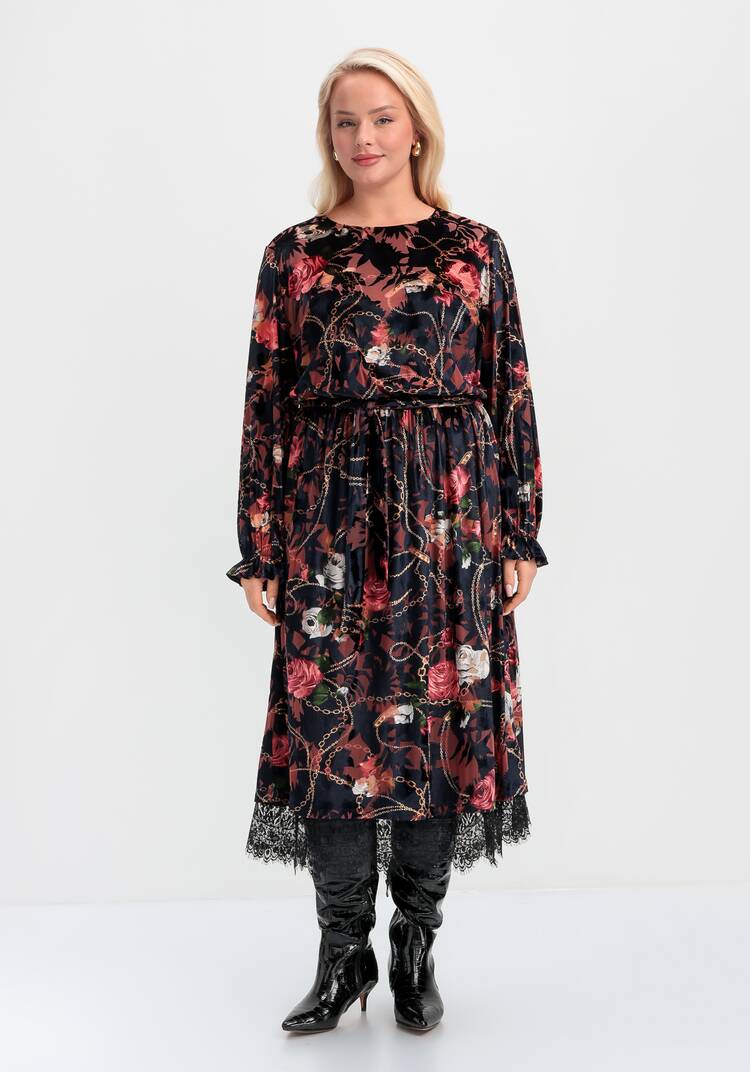 Платье с цветочным принтом из креш бархата шир.  750, рис. 14