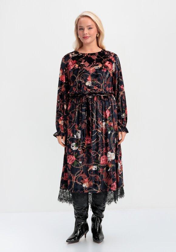 Платье с цветочным принтом из креш бархата шир.  580, рис. 14