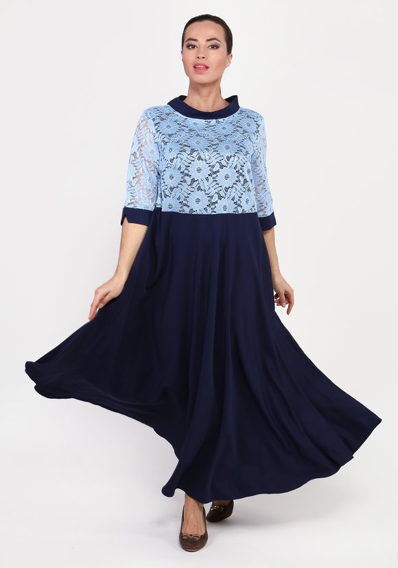 Платье с ажурным верхом и рукавом 3/4 шир.  580, рис. 1