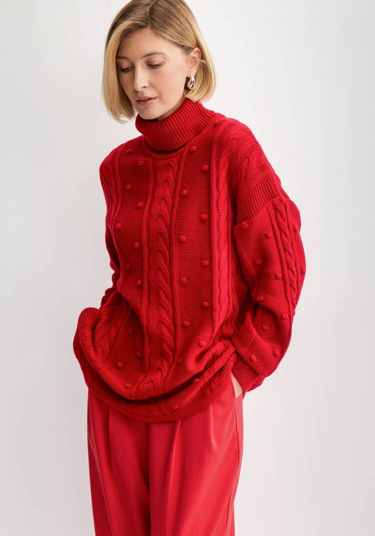 Джемпер с высокой горловиной и косами шир.  750, рис. 29