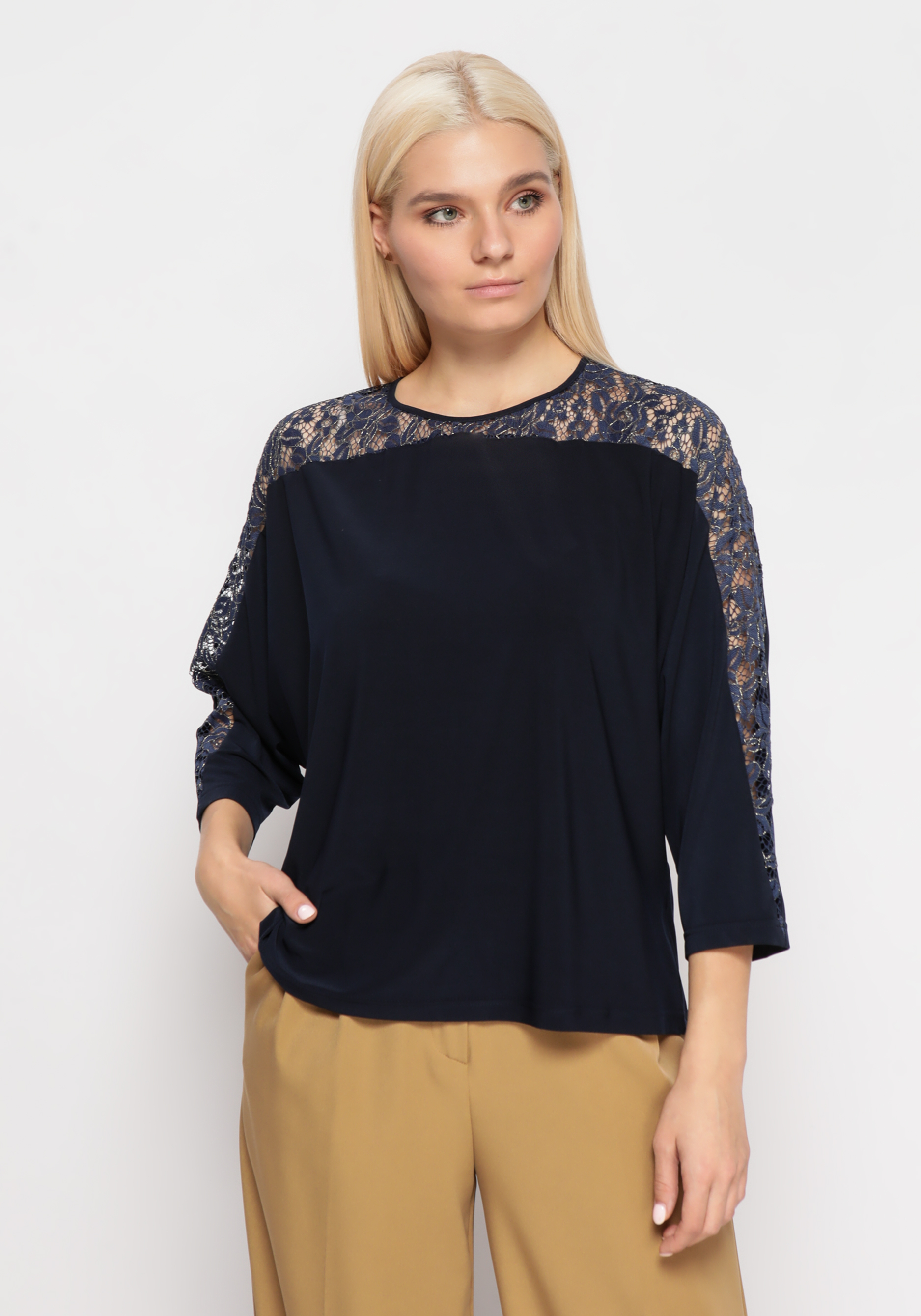 

Блуза с рукавами "Лeтучая мышь", Синий