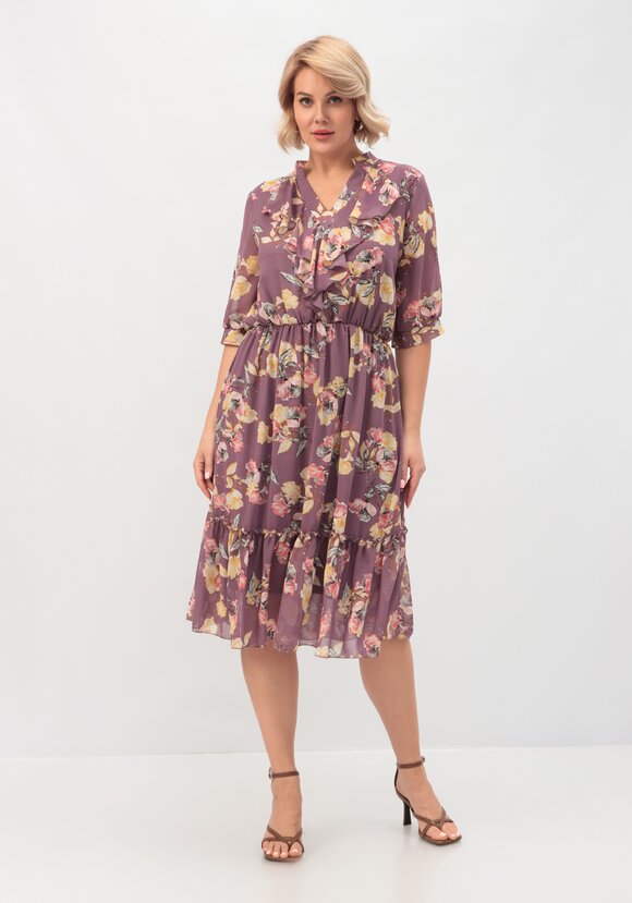 Платье с воланом по горловине шир.  580, рис. 1