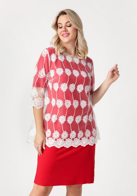 Платье двойка с гипюровой накидкой шир.  580, рис. 18