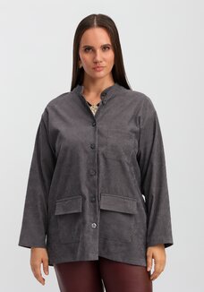 Рубашка оверсайз с воротником-стойкой