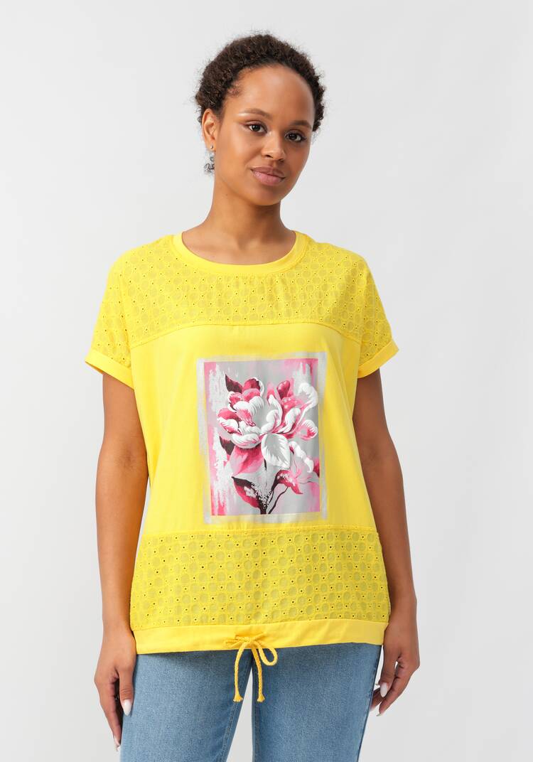 Блуза с принтом и ажурными вставками шир.  750, рис. 29