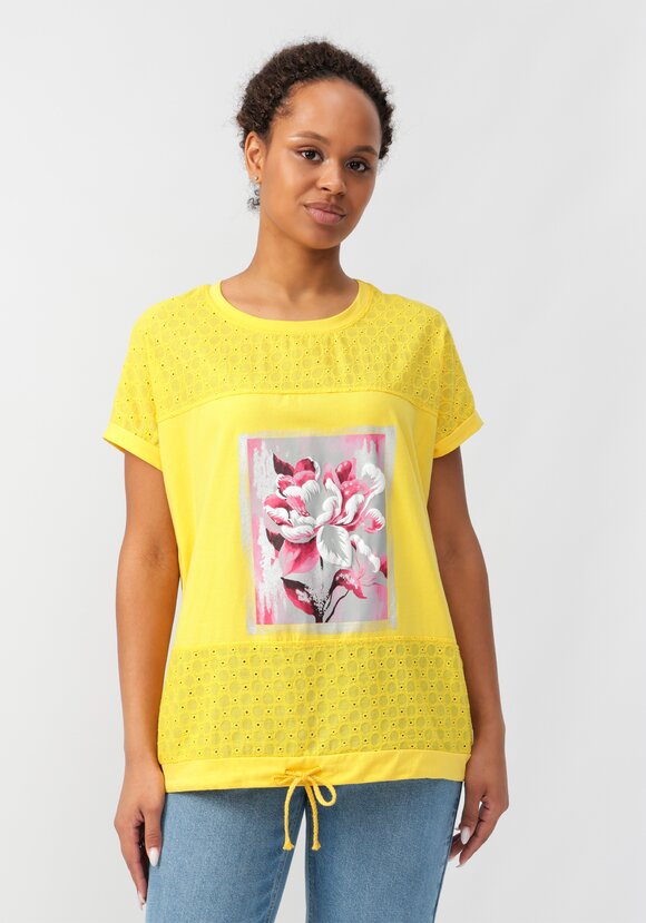 Блуза с принтом и ажурными вставками шир.  580, рис. 29