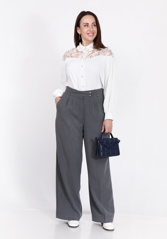 Блуза на пуговицах с гипюровой кокеткой шир.  580, рис. 1