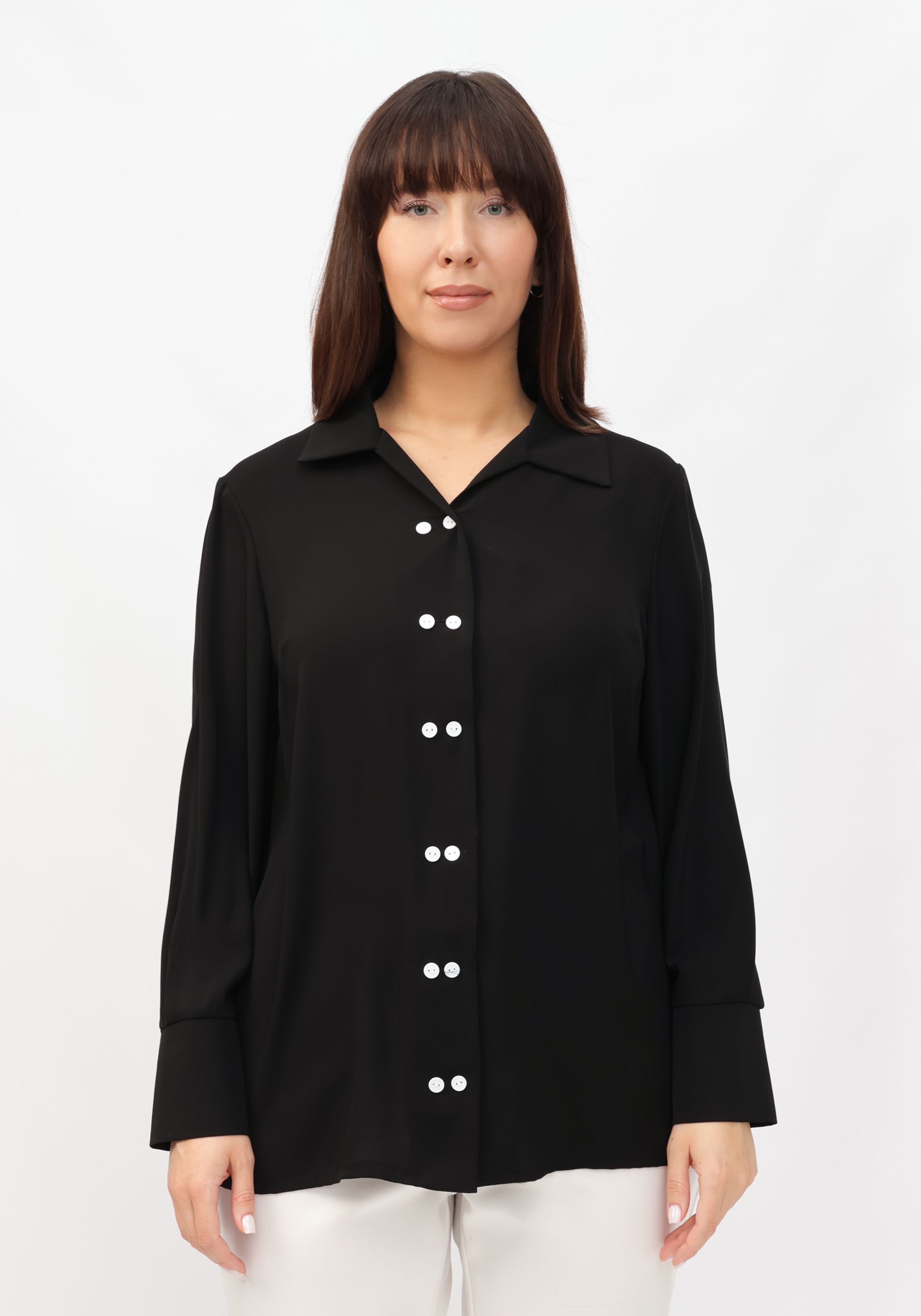 Рубашка с контрастными пуговицами VeraVo, цвет белый, размер 52 - фото 4