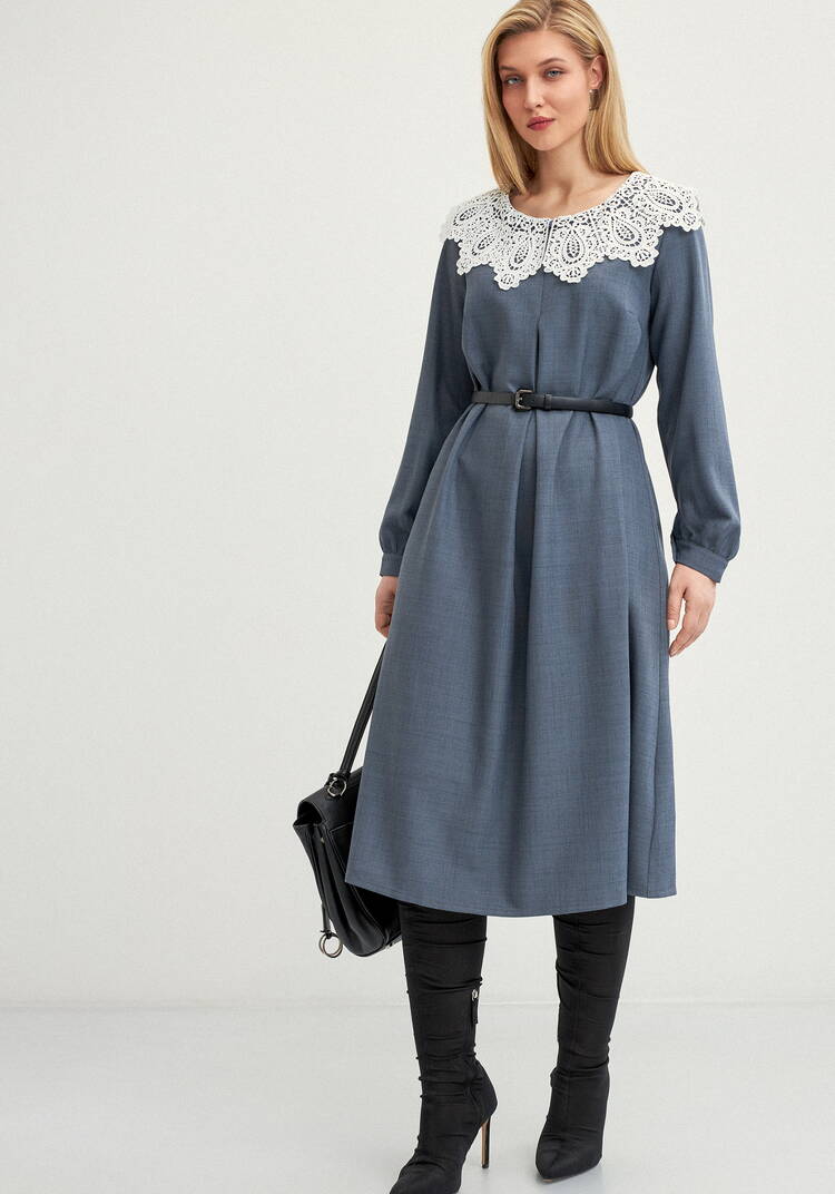 Платье свободного кроя с кружевным воротником шир.  750, рис. 17